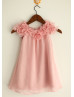 Cap Sleeves Dusty Pink Chiffon Gorgeous Flower Girl Dress